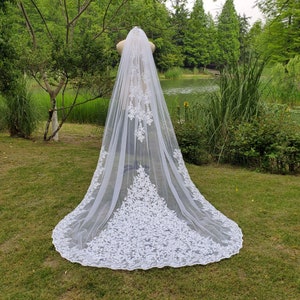 Lace veil Bride Wedding Cathedral veil bridal veils White Ivory 3M and comb