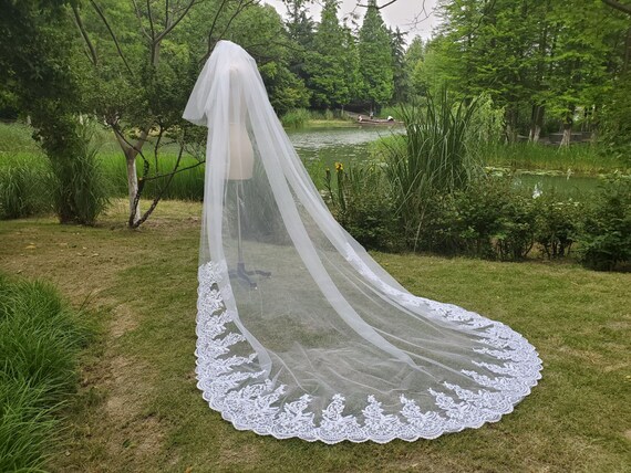 Lace Wedding Veil, Two Tier Veil Lace Veil Bride Wedding  display picture 2
