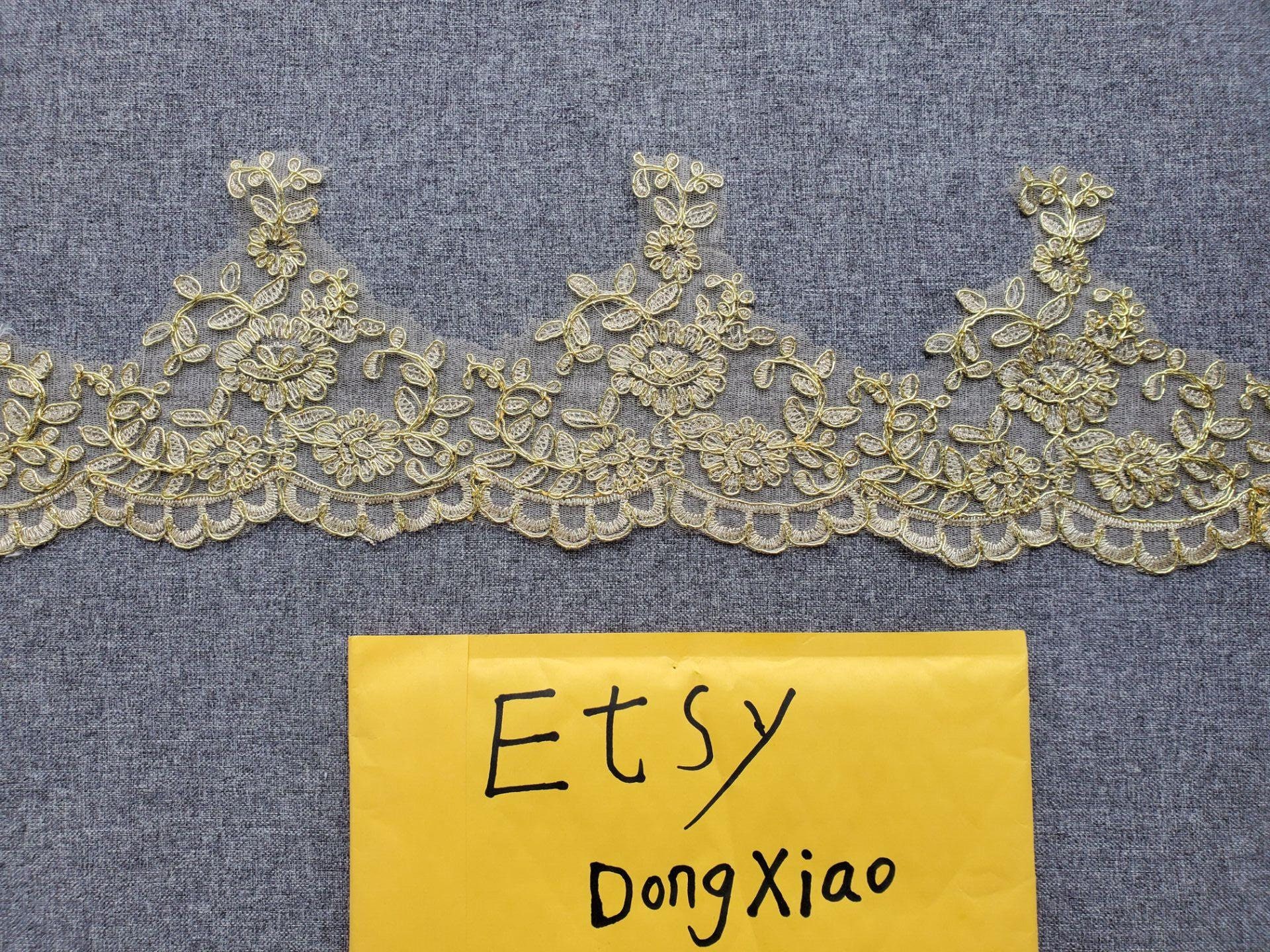 Ivory Beaded Embroidery Lace Eb1099