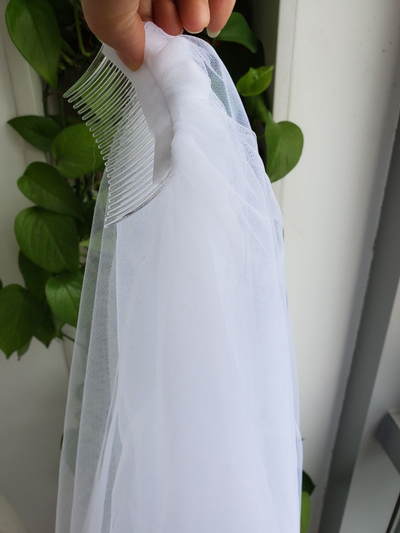 Two-layer purple ribbon bridal veil fingertip length bride veils wedding Vail White Ivoryblack purple Quality soft net wedding veil/&comb