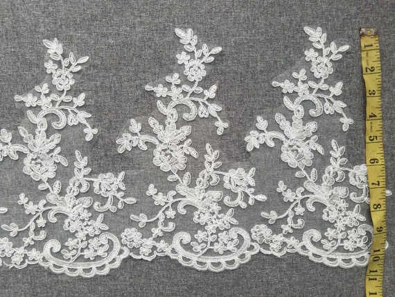 white lace trim, ivory bridal lace trim alencon lace trim,  Sell By Yard Pure,Rayon Material Lace Trim