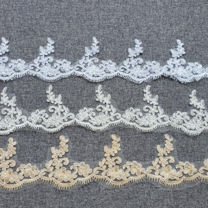 Schöne Spitze weiß, elfenbein schwarz, champagner farben, schmaler Rand, geeignet für Hüte, Braut Schleier Spitze