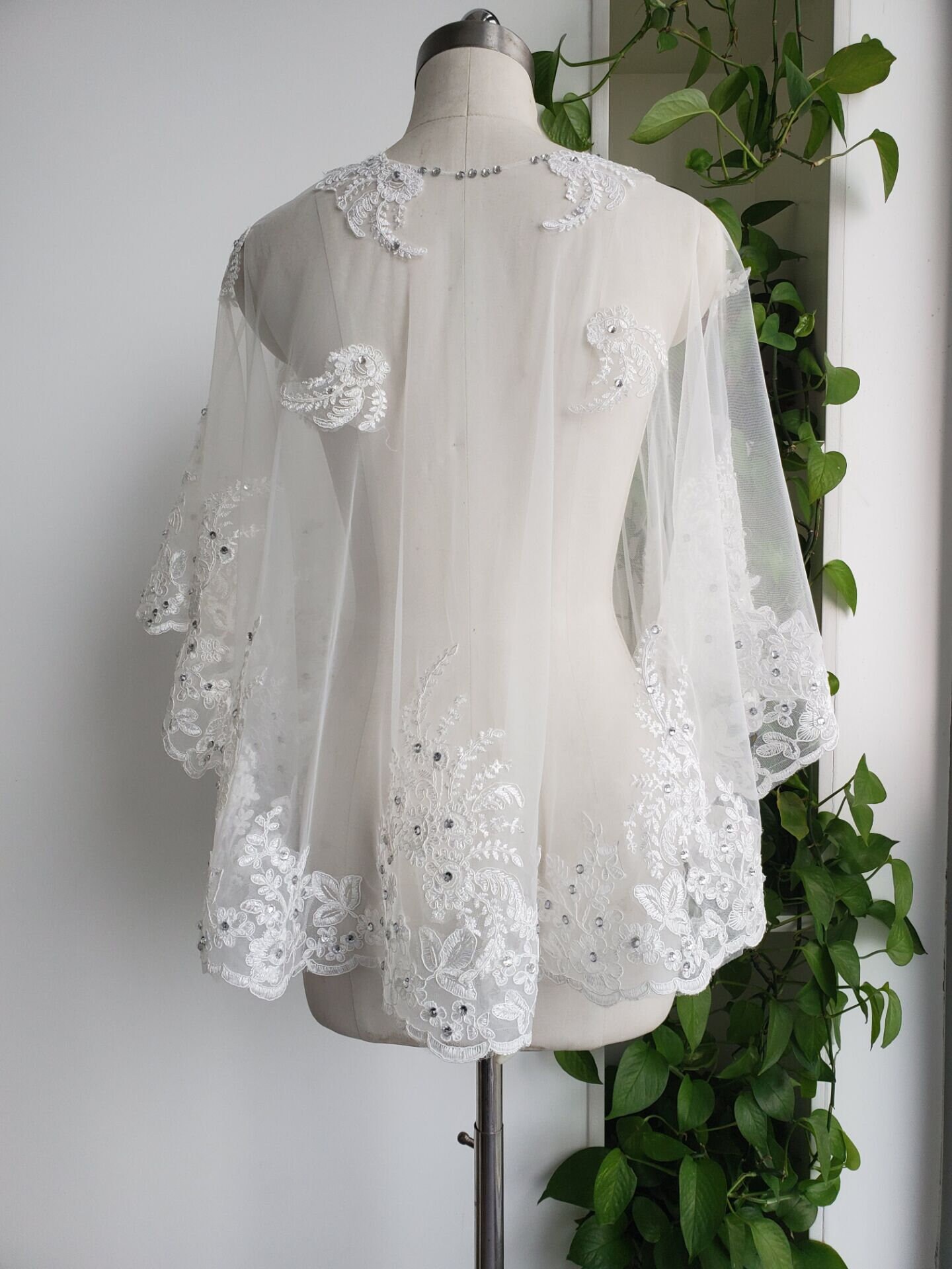 Elegant Bridal Party Shawl Veil Lace APPLIQUE Coat Pullover - Etsy