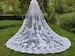 Luxury wedding veils / ivory lace veil /lace applique cathedral veils, long bridal veil, white vail &vomb
