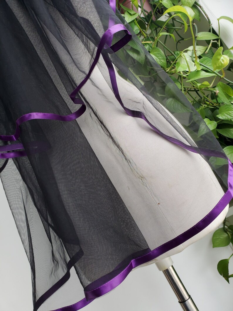 Two-layer purple ribbon bridal veil fingertip length bride veils wedding Vail White Ivoryblack purple Quality soft net wedding veil/&comb