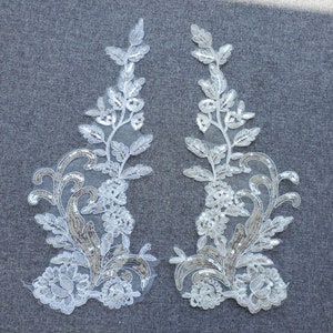 1 Paar Weiß oder Elfenbein Spitze Applikationen Gestickte Blumen Pailletten Spitze Aufnäher für Hochzeit Lieferungen Braut Haar Blume Hochzeit Schleier Spitze
