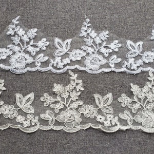 Lochrand weiß, ivory Spitze Stickerei geeignet für Hüte, Brautschleier Kleid Breite ca 5 cm