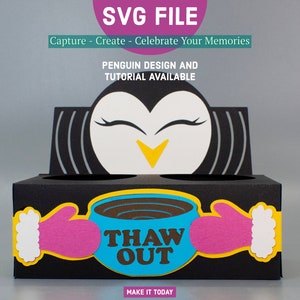 Coffee Pod Penguin Gift Box SVG Digital File for winter, holidays, and more.