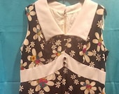 Vintage 60s Sleeveless Collared Flower Dress Handmade