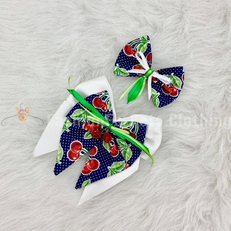 Dog Harness Blue with Cherries for Small Dogs