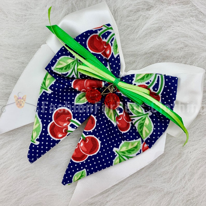 Dog Harness Blue with Cherries for Small Dogs