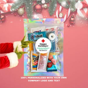 Hangover kit, Build Your Own Custom Filled Pack, Company Holiday Party, own logo corporate gift, employee appreciation, goodie travel bag