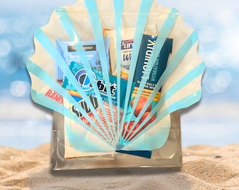 Hangover Kit, Blue Seashell Bag, last toast coast Party Gifts, Shell Shape Bag Recovery Kit Bundle | Bachelorette Bridesmaids beach party