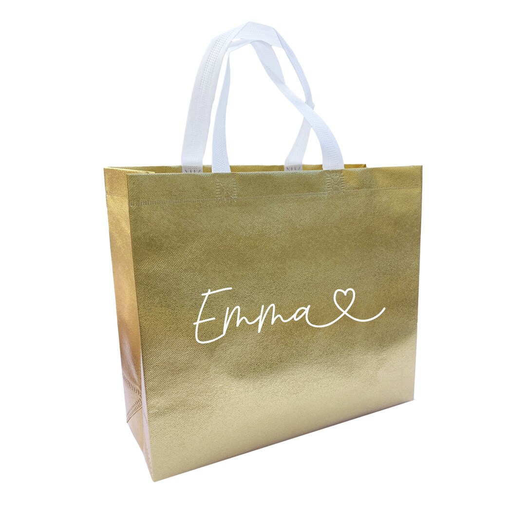 Bridesmaid Bag Gold, Gift Bag, Bridesmaid Gifts, Personalized, Bridal