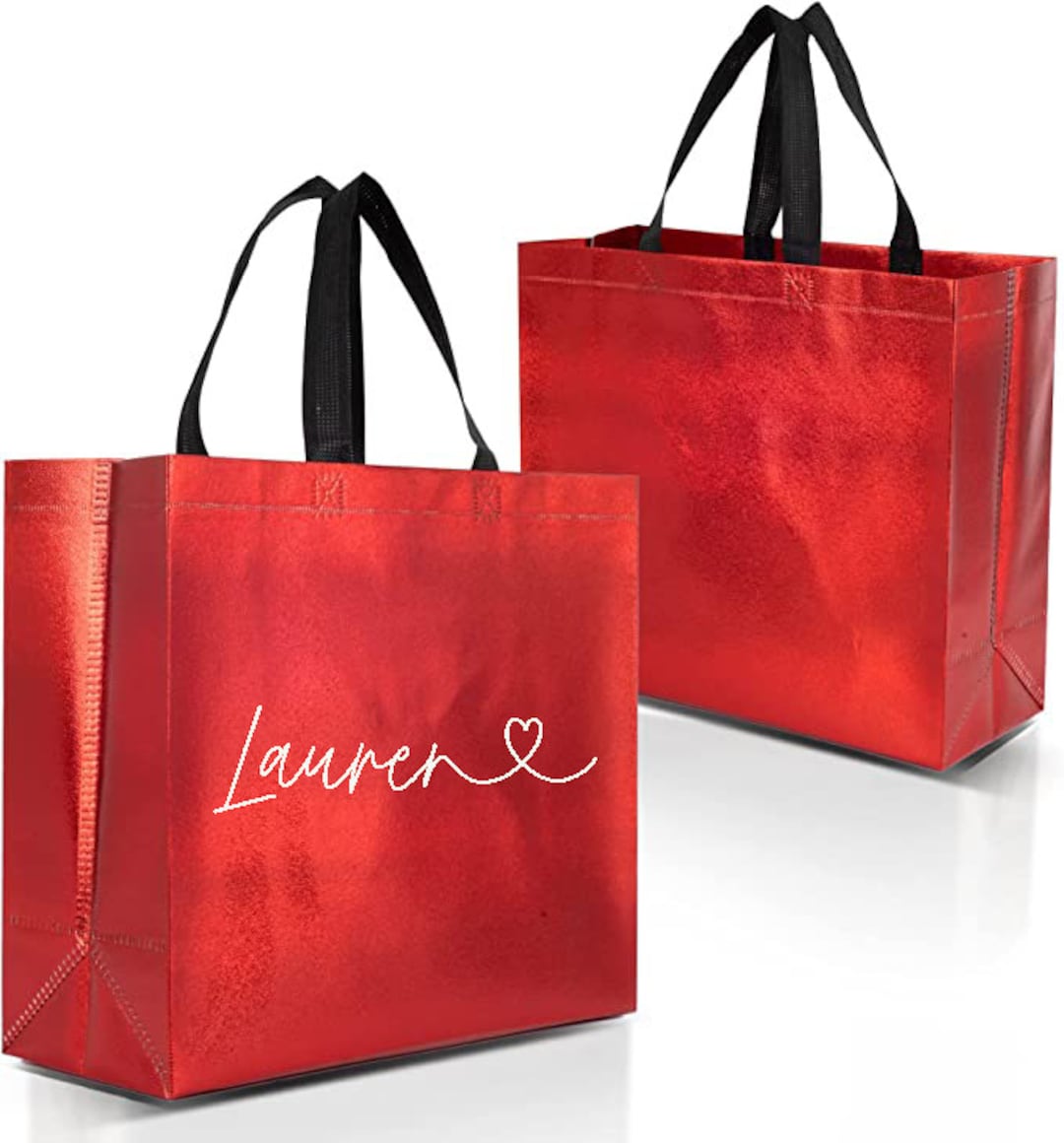 Red Holiday Gift Bag Reusable Gift Bag Holiday Reusable Bags Holiday