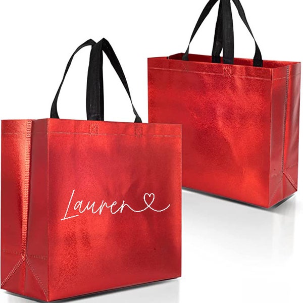 Red holiday gift bag | reusable gift bag | holiday reusable bags | holiday personalized gift bag | personalized bag | christmas bag