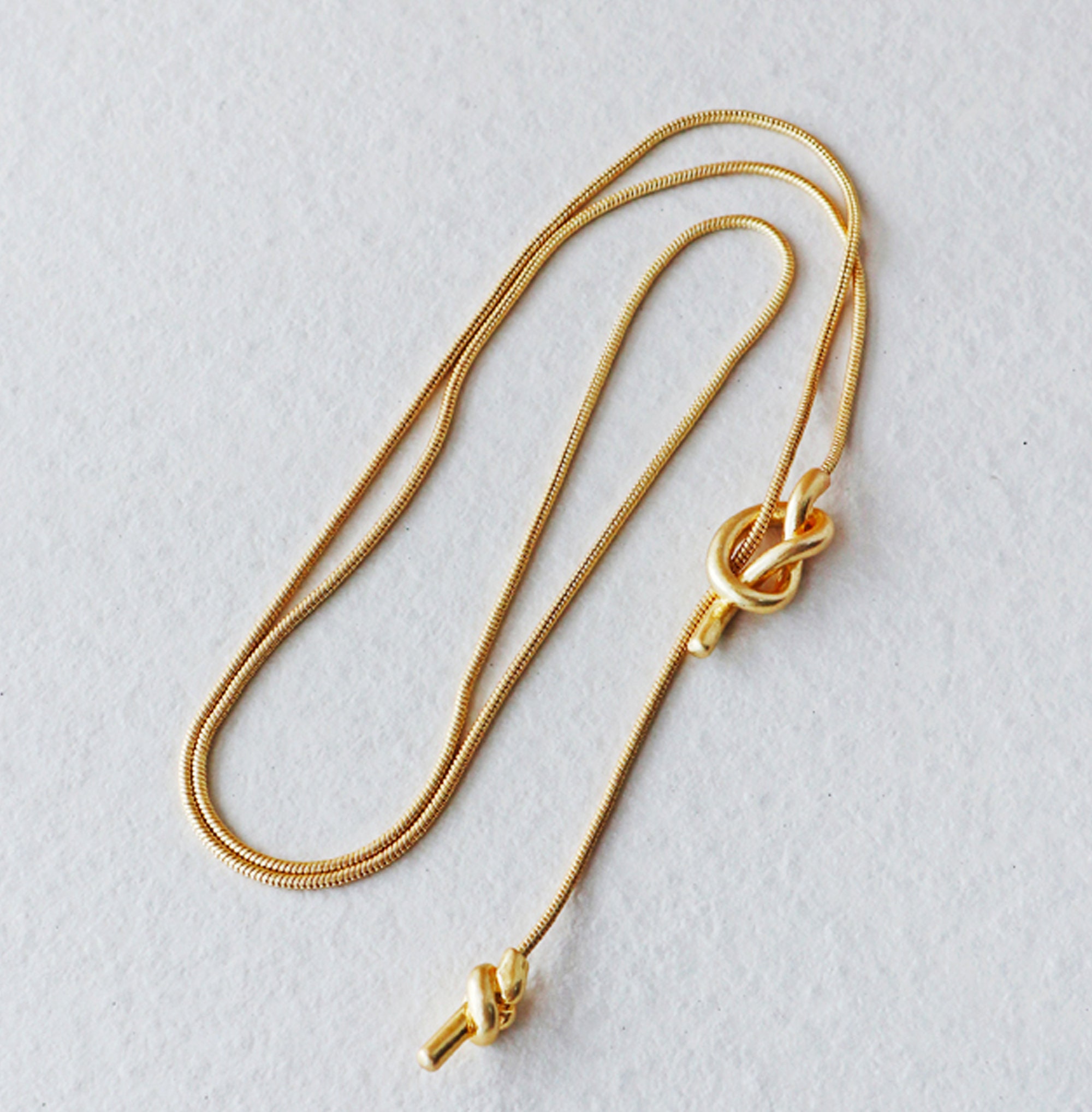 14K Gold plated brass long necklace 