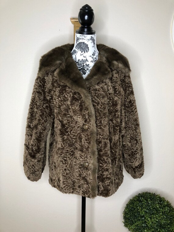 Sportowne VTG Faux Lamb Fur Coat JAcket Faux Mink… - image 8