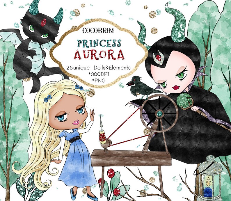 Princess Aurora Clip Art  Evil Queen clipart  Witch Clipart image 0
