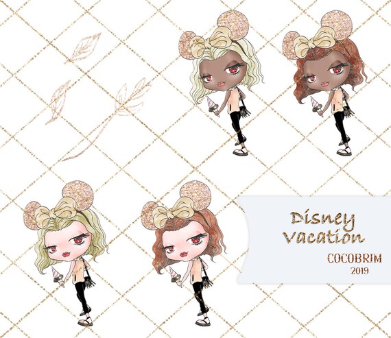 Disney Urlaub Clipart Set Susse Madchen Clipart Schule Etsy