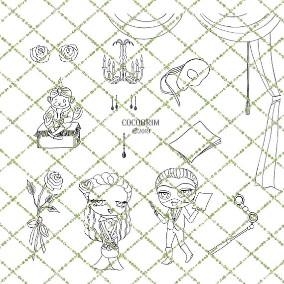 Beauty girl Doodle Relax digit stamp Instant Download Spa Girl Digital Stamp Spa Girl Beauty Relax Doodle Set doodle clipart