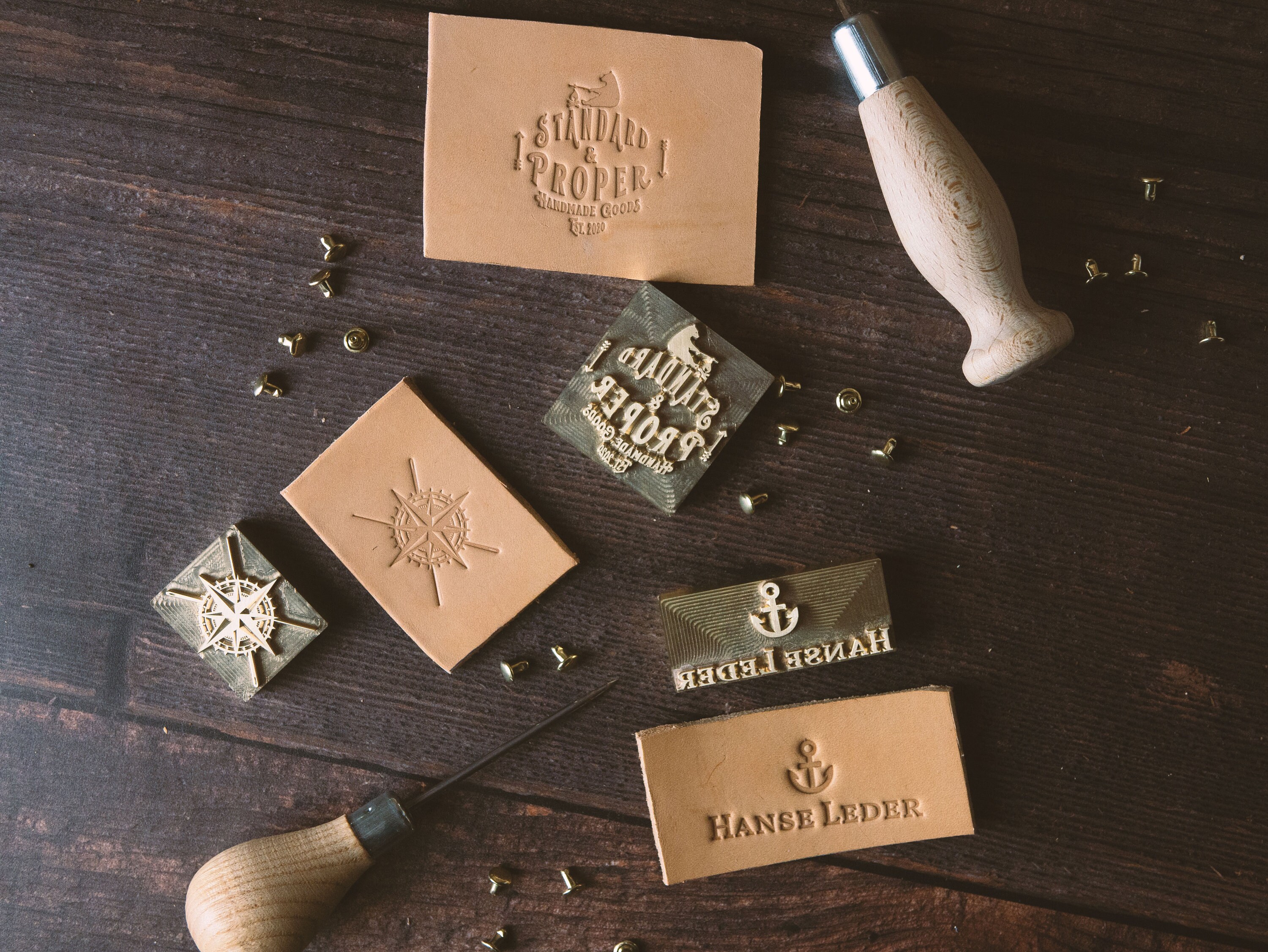 3-tlg. Leder Prägestempel Set - Edelstahl Für Lederarbeiten & DIY