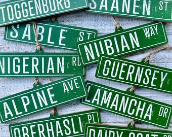 Dairy Goat Street Sign Ornaments - choose breed