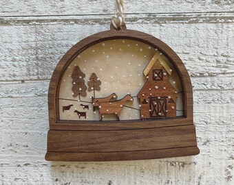 Dairy Goat Breed Ornament: Snow Globe - Choose Your Breed - Layered Hardwood