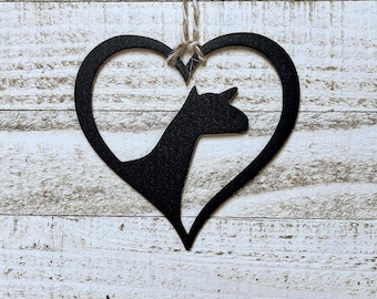 Dairy Goat Heart Ornament - Choose Breed - Black Powder Coated Metal - Nubian - Nigerian - LaMancha - Saanen