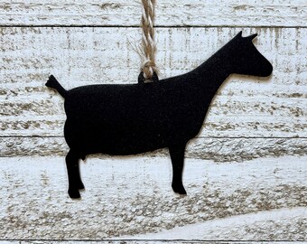 Dairy Goat Ornament - Choose Breed - Black Powder Coated Metal - Nubian - Nigerian - LaMancha - Saanen