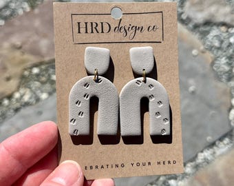 Clay Hoofprint Dangle Earrings: Goat Lover Gift