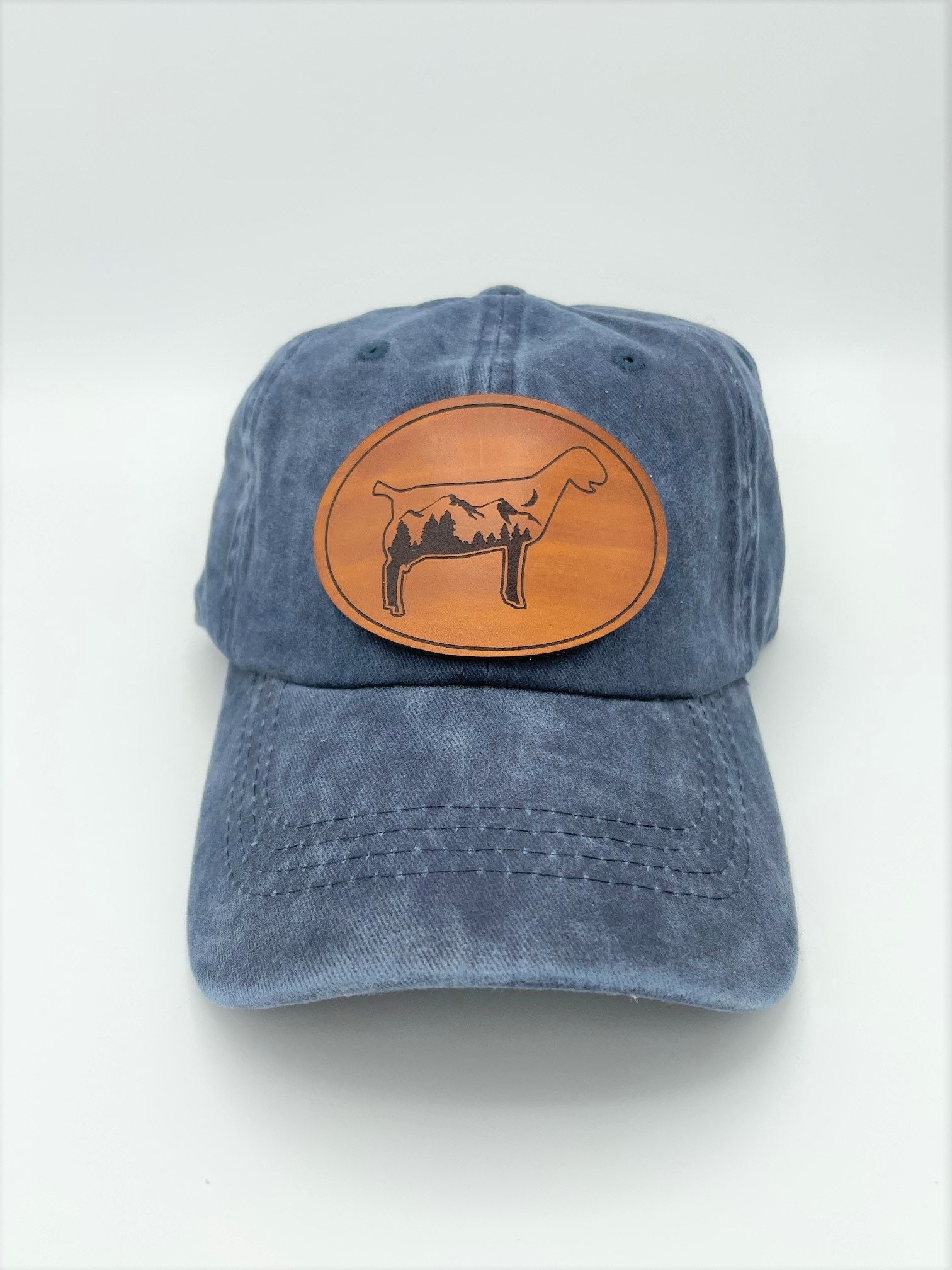 Leather Patch Pigment Dyed Dad Hat Dairy Goat Mountain - Etsy
