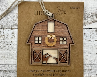 Custom Goat Breed Hardwood Barn Ornament: Personalized Dairy Goat Gift