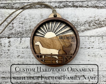 Custom Farm Ornament: Personalized Goat Breed, Family Name
