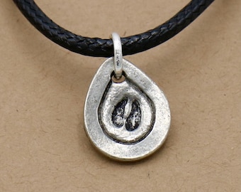 Tiny Pewter Goat Hoofprint Necklace - Dairy Goat Jewelry