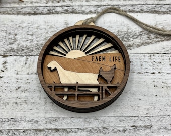 Hardwood Farm Life Goat Ornament - Choose Breed