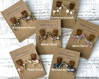 Dairy Goat Earrings: Wood & Patterned Acrylic Goat Silhouette