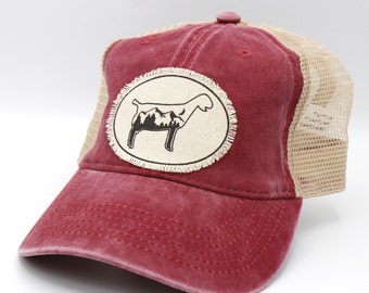 Dairy Goat Trucker Hat: Mountain Style Patch, Choose Breed & Color