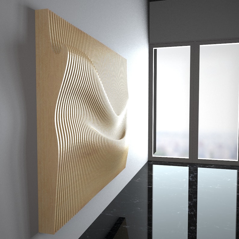 Parametric Wall Art the Waves CNC Cutting File Etsy