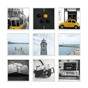 Set of 9pcs including FRAMES Dollhouse Painting Pictures Miniature Wall Decor Framed Art Print Suitable for 1/12 or 1/6 Scale