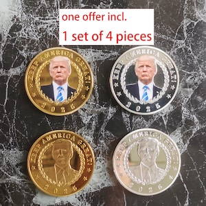 4er-Set Donald Trump-Gedenkmünzen-Gold- und Silber-Challenge-Münzen-MAGA 2025 Souvenir-Keep America Great 2025 Sammler-Trumpfmünze