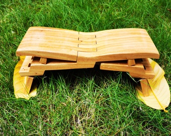 Kids Folding Outdoor Wooden Bench Garden Wood Collapsible Stool Small Carp Fishing Chair Handmade without a Needle or Staple as a Whole Unit