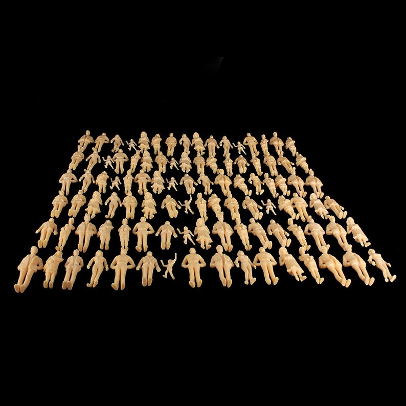 100 Unpainted Miniature Figures 1:24 Scale - Architecture Model Train Accessory image 2