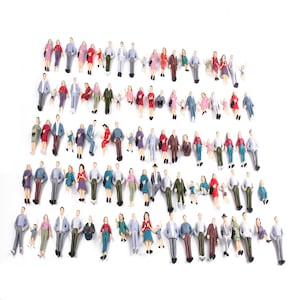 Miniature 1:24 G Gauge Painted Plastic Sitting & Standing Adults/Kids Mixed Figures Architecture Model Train Accessory for Landscape 100pcs