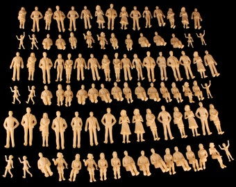 Miniature 1:24 G Gauge unpainted Skin Color Plastic Sitting & Standing Figures Architecture Model Train Accessory for Landscape 100pcs