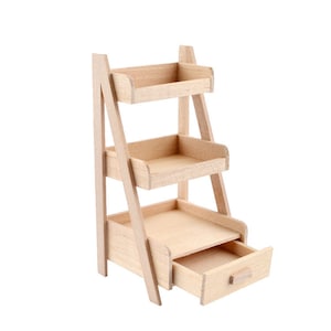 1:12 Stojak na kwiaty do domku dla lalek Miniaturowy drewniany stojak Domek dla lalek Trzypoziomowy stojak Mini stojak na rośliny Stojak na dekoracje Akcesoria dla lalek