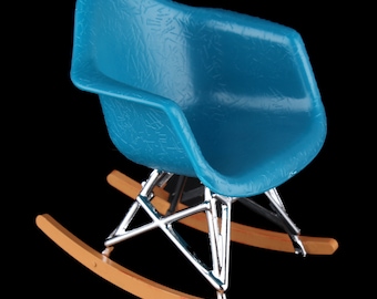 1:12 Scale Dollhouse Miniature Rocking Chair, Blue Designer Furniture