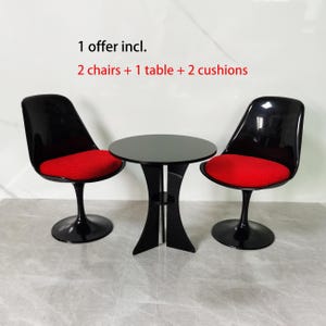 1:6 Dollhouse Chairs and Table (A Set of 2 Chairs+1 Table+2 Cushions),1/6 Mini Modern Doll Furniture Dining Chair Table for Barbie,BJD etc
