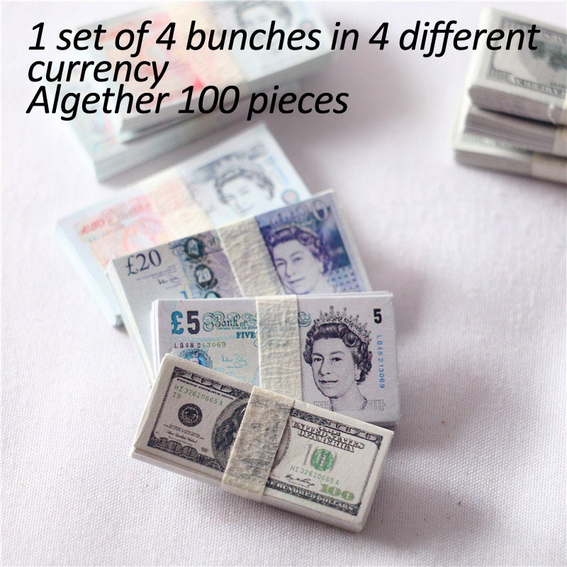 1/12 juguete en miniatura de billetes de dinero de Estados Unidos (2 pilas)  para figuras de acción de 6 pulgadas