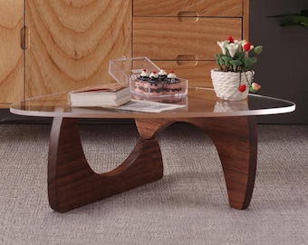 1:6 Dollhouse Solid Wood Coffee Table, 1/6 Mini Doll Modern Cafe or Tea Table, Miniature Dollhouse Garden Outdoor Furniture
